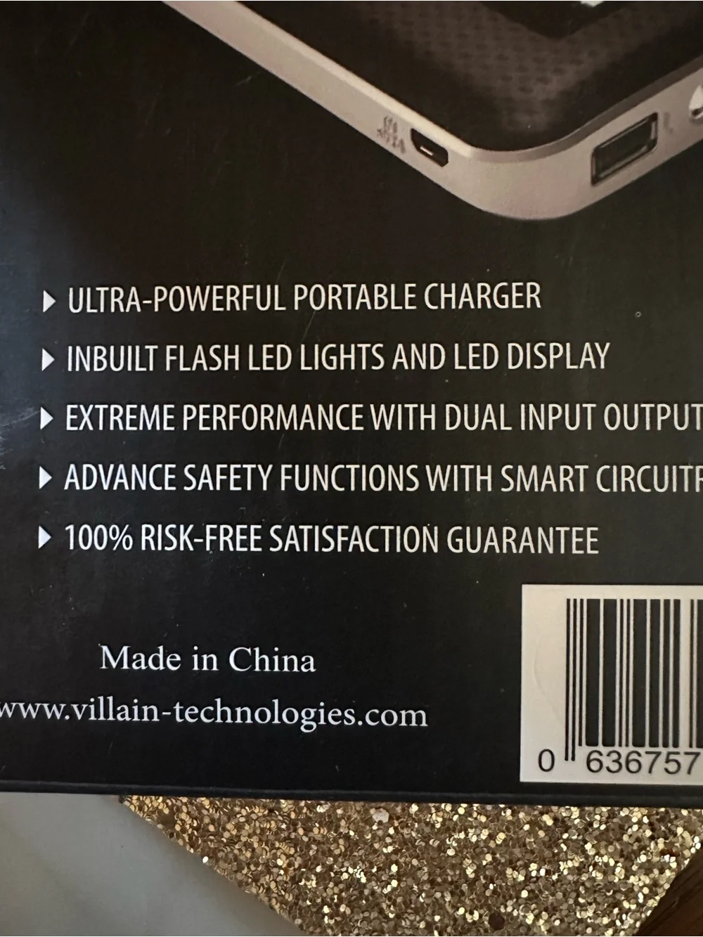 VILLAIN 20000mAh Portable Charger Power Bank 2 built in flash led’s dual usb new